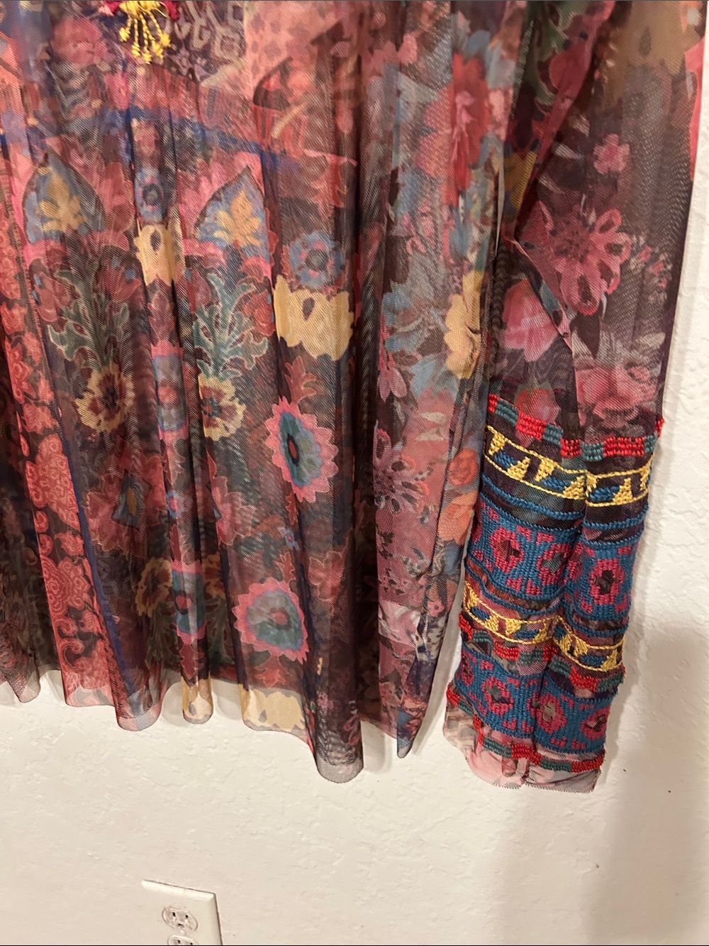 🎀BIYA JOHNNY WAS Embroidered mesh Floral Long-Sleeve Multicolor size XL GUC - Picture 4 of 14